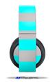 Vinyl Decal Skin Wrap compatible with Original Sony PlayStation 4 Gold Wireless Headphones Psycho Stripes Neon Teal and Gray (PS4 HEADPHONES  NOT INCLUDED)