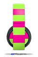Vinyl Decal Skin Wrap compatible with Original Sony PlayStation 4 Gold Wireless Headphones Psycho Stripes Neon Green and Hot Pink (PS4 HEADPHONES  NOT INCLUDED)