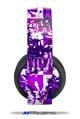 Vinyl Decal Skin Wrap compatible with Original Sony PlayStation 4 Gold Wireless Headphones Purple Checker Graffiti (PS4 HEADPHONES  NOT INCLUDED)