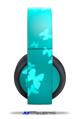 Vinyl Decal Skin Wrap compatible with Original Sony PlayStation 4 Gold Wireless Headphones Bokeh Butterflies Neon Teal (PS4 HEADPHONES  NOT INCLUDED)