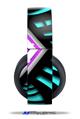 Vinyl Decal Skin Wrap compatible with Original Sony PlayStation 4 Gold Wireless Headphones Black Waves Neon Teal Hot Pink (PS4 HEADPHONES  NOT INCLUDED)
