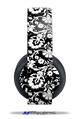Vinyl Decal Skin Wrap compatible with Original Sony PlayStation 4 Gold Wireless Headphones Black and White Flower (PS4 HEADPHONES  NOT INCLUDED)