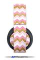 Vinyl Decal Skin Wrap compatible with Original Sony PlayStation 4 Gold Wireless Headphones Pink and White Chevron (PS4 HEADPHONES  NOT INCLUDED)