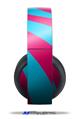 Vinyl Decal Skin Wrap compatible with Original Sony PlayStation 4 Gold Wireless Headphones Two Tone Waves Neon Teal Hot Pink (PS4 HEADPHONES  NOT INCLUDED)