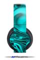 Vinyl Decal Skin Wrap compatible with Original Sony PlayStation 4 Gold Wireless Headphones Liquid Metal Chrome Neon Teal (PS4 HEADPHONES NOT INCLUDED)