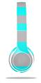 Skin Decal Wrap compatible with Beats Solo 2 WIRED Headphones Psycho Stripes Neon Teal and Gray (HEADPHONES NOT INCLUDED)