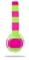 Skin Decal Wrap compatible with Beats Solo 2 WIRED Headphones Psycho Stripes Neon Green and Hot Pink (HEADPHONES NOT INCLUDED)