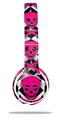Skin Decal Wrap compatible with Beats Solo 2 WIRED Headphones Pink Skulls and Stars (HEADPHONES NOT INCLUDED)