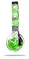 Skin Decal Wrap compatible with Beats Solo 2 WIRED Headphones Checker Skull Splatter Green (HEADPHONES NOT INCLUDED)