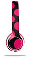 Skin Decal Wrap compatible with Beats Solo 2 WIRED Headphones Kearas Polka Dots Pink On Black (HEADPHONES NOT INCLUDED)