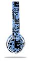 Skin Decal Wrap compatible with Beats Solo 2 WIRED Headphones Skull Checker Blue (HEADPHONES NOT INCLUDED)