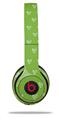 Skin Decal Wrap compatible with Beats Solo 2 WIRED Headphones Hearts Green On White (HEADPHONES NOT INCLUDED)