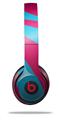 Skin Decal Wrap compatible with Beats Solo 2 WIRED Headphones Two Tone Waves Neon Teal Hot Pink (HEADPHONES NOT INCLUDED)
