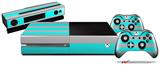 Psycho Stripes Neon Teal and Gray - Holiday Bundle Decal Style Skin fits XBOX One Console Original, Kinect and 2 Controllers (XBOX SYSTEM NOT INCLUDED)