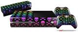 Skull and Crossbones Rainbow - Holiday Bundle Decal Style Skin fits XBOX One Console Original, Kinect and 2 Controllers (XBOX SYSTEM NOT INCLUDED)