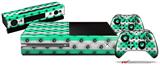 Kearas Daisies Stripe Sea Foam - Holiday Bundle Decal Style Skin fits XBOX One Console Original, Kinect and 2 Controllers (XBOX SYSTEM NOT INCLUDED)