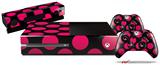 Kearas Polka Dots Pink On Black - Holiday Bundle Decal Style Skin fits XBOX One Console Original, Kinect and 2 Controllers (XBOX SYSTEM NOT INCLUDED)