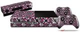 Splatter Girly Skull Pink - Holiday Bundle Decal Style Skin fits XBOX One Console Original, Kinect and 2 Controllers (XBOX SYSTEM NOT INCLUDED)