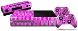 Skull And Crossbones Pattern Pink - Holiday Bundle Decal Style Skin fits XBOX One Console Original, Kinect and 2 Controllers (XBOX SYSTEM NOT INCLUDED)