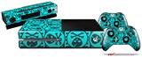 Skull Patch Pattern Blue - Holiday Bundle Decal Style Skin fits XBOX One Console Original, Kinect and 2 Controllers (XBOX SYSTEM NOT INCLUDED)
