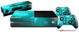 Bokeh Butterflies Neon Teal - Holiday Bundle Decal Style Skin fits XBOX One Console Original, Kinect and 2 Controllers (XBOX SYSTEM NOT INCLUDED)