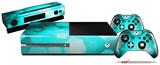 Bokeh Hex Neon Teal - Holiday Bundle Decal Style Skin fits XBOX One Console Original, Kinect and 2 Controllers (XBOX SYSTEM NOT INCLUDED)