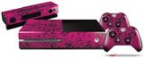 Folder Doodles Fuchsia - Holiday Bundle Decal Style Skin fits XBOX One Console Original, Kinect and 2 Controllers (XBOX SYSTEM NOT INCLUDED)