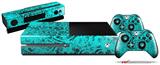 Folder Doodles Neon Teal - Holiday Bundle Decal Style Skin fits XBOX One Console Original, Kinect and 2 Controllers (XBOX SYSTEM NOT INCLUDED)