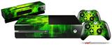 Cubic Shards Green - Holiday Bundle Decal Style Skin fits XBOX One Console Original, Kinect and 2 Controllers (XBOX SYSTEM NOT INCLUDED)