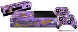 Purple and Gold Gilded Marble - Holiday Bundle Decal Style Skin fits XBOX One Console Original, Kinect and 2 Controllers (XBOX SYSTEM NOT INCLUDED)