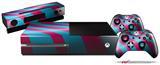 Two Tone Waves Neon Teal Hot Pink - Holiday Bundle Decal Style Skin fits XBOX One Console Original, Kinect and 2 Controllers (XBOX SYSTEM NOT INCLUDED)