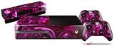 Liquid Metal Chrome Hot Pink Fuchsia - Holiday Bundle Decal Style Skin compatible with XBOX One Console Original, Kinect and 2 Controllers (XBOX SYSTEM NOT INCLUDED)