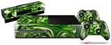 Liquid Metal Chrome Neon Green - Holiday Bundle Decal Style Skin compatible with XBOX One Console Original, Kinect and 2 Controllers (XBOX SYSTEM NOT INCLUDED)