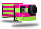 Psycho Stripes Neon Green and Hot Pink - Decal Style Skin fits GoPro Hero 4 Black Camera (GOPRO SOLD SEPARATELY)