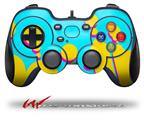 Drip Yellow Teal Pink - Decal Style Skin fits Logitech F310 Gamepad Controller (CONTROLLER SOLD SEPARATELY)