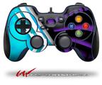 Black Waves Neon Teal Purple - Decal Style Skin fits Logitech F310 Gamepad Controller (CONTROLLER SOLD SEPARATELY)