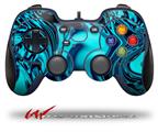 Liquid Metal Chrome Neon Blue - Decal Style Skin compatible with Logitech F310 Gamepad Controller (CONTROLLER SOLD SEPARATELY)