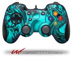 Liquid Metal Chrome Neon Teal - Decal Style Skin compatible with Logitech F310 Gamepad Controller (CONTROLLER SOLD SEPARATELY)