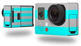 Psycho Stripes Neon Teal and Gray - Decal Style Skin fits GoPro Hero 3+ Camera (GOPRO NOT INCLUDED)