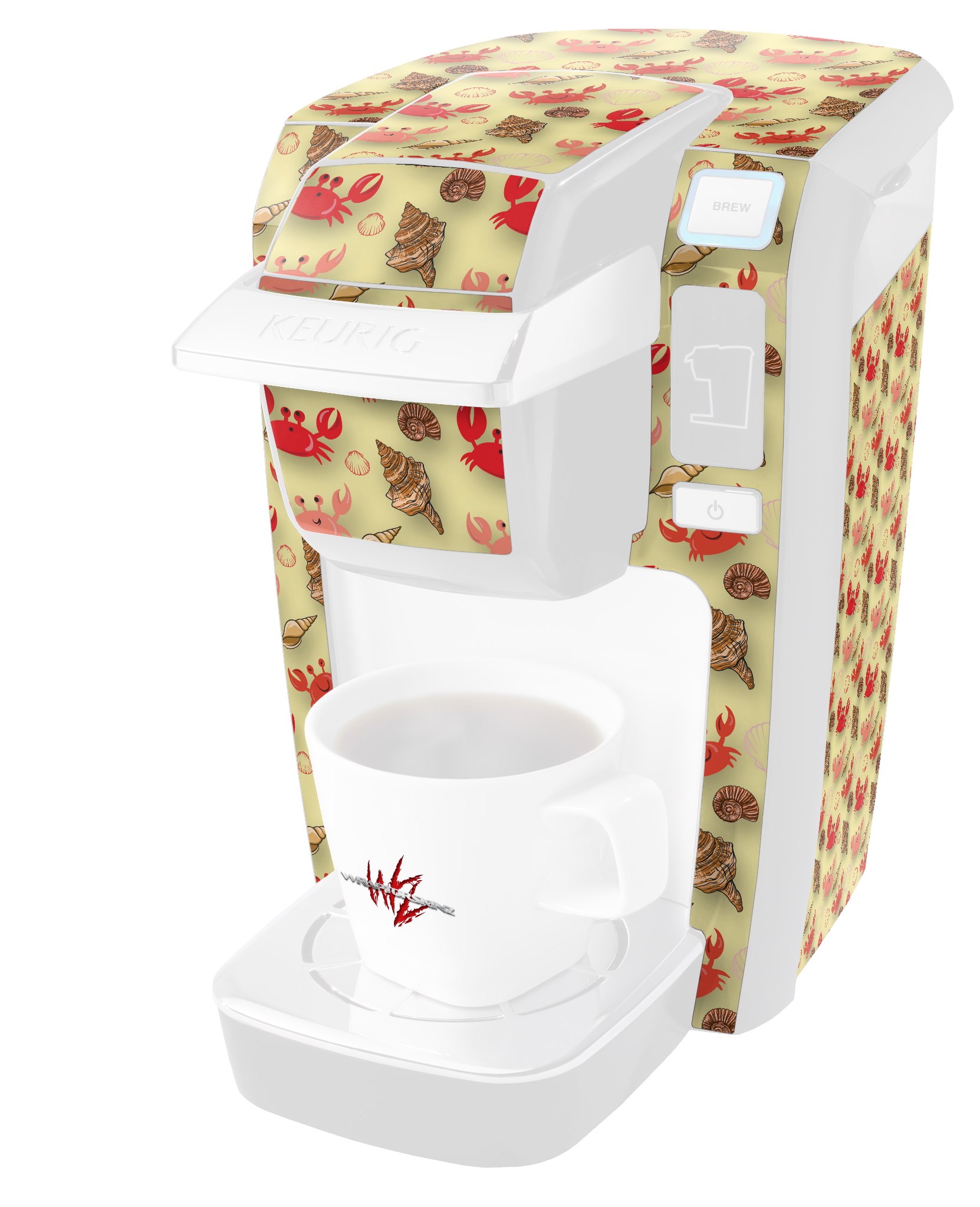 Keurig K10 and K15 Mini Plus Coffee Makers Crabs and Shells Yellow