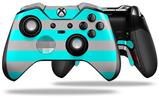 Psycho Stripes Neon Teal and Gray - Decal Style Skin fits Microsoft XBOX One ELITE Wireless Controller