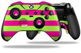 Psycho Stripes Neon Green and Hot Pink - Decal Style Skin fits Microsoft XBOX One ELITE Wireless Controller