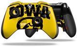 Iowa Hawkeyes Tigerhawk Oval 01 Black on Gold - Decal Style Skin fits Microsoft XBOX One ELITE Wireless Controller