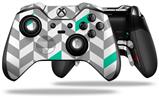 Chevrons Gray And Turquoise - Decal Style Skin fits Microsoft XBOX One ELITE Wireless Controller
