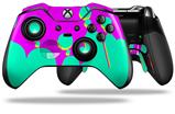 Drip Teal Pink Yellow - Decal Style Skin fits Microsoft XBOX One ELITE Wireless Controller