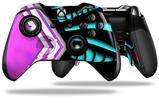 Black Waves Neon Teal Hot Pink - Decal Style Skin fits Microsoft XBOX One ELITE Wireless Controller