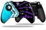 Black Waves Neon Teal Purple - Decal Style Skin fits Microsoft XBOX One ELITE Wireless Controller