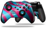Two Tone Waves Neon Teal Hot Pink - Decal Style Skin fits Microsoft XBOX One ELITE Wireless Controller
