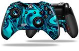 Decal Skin compatible with Microsoft XBOX One ELITE Wireless ControllerLiquid Metal Chrome Neon Blue