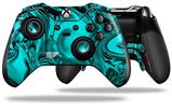 Decal Skin compatible with Microsoft XBOX One ELITE Wireless ControllerLiquid Metal Chrome Neon Teal